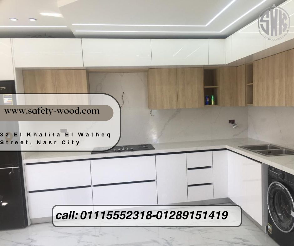 تصميم مطابخ PVC عملية وأنيقة SAFETY WOOD للمطابخ والدريسنج روم 📞01289151419 -01115552318