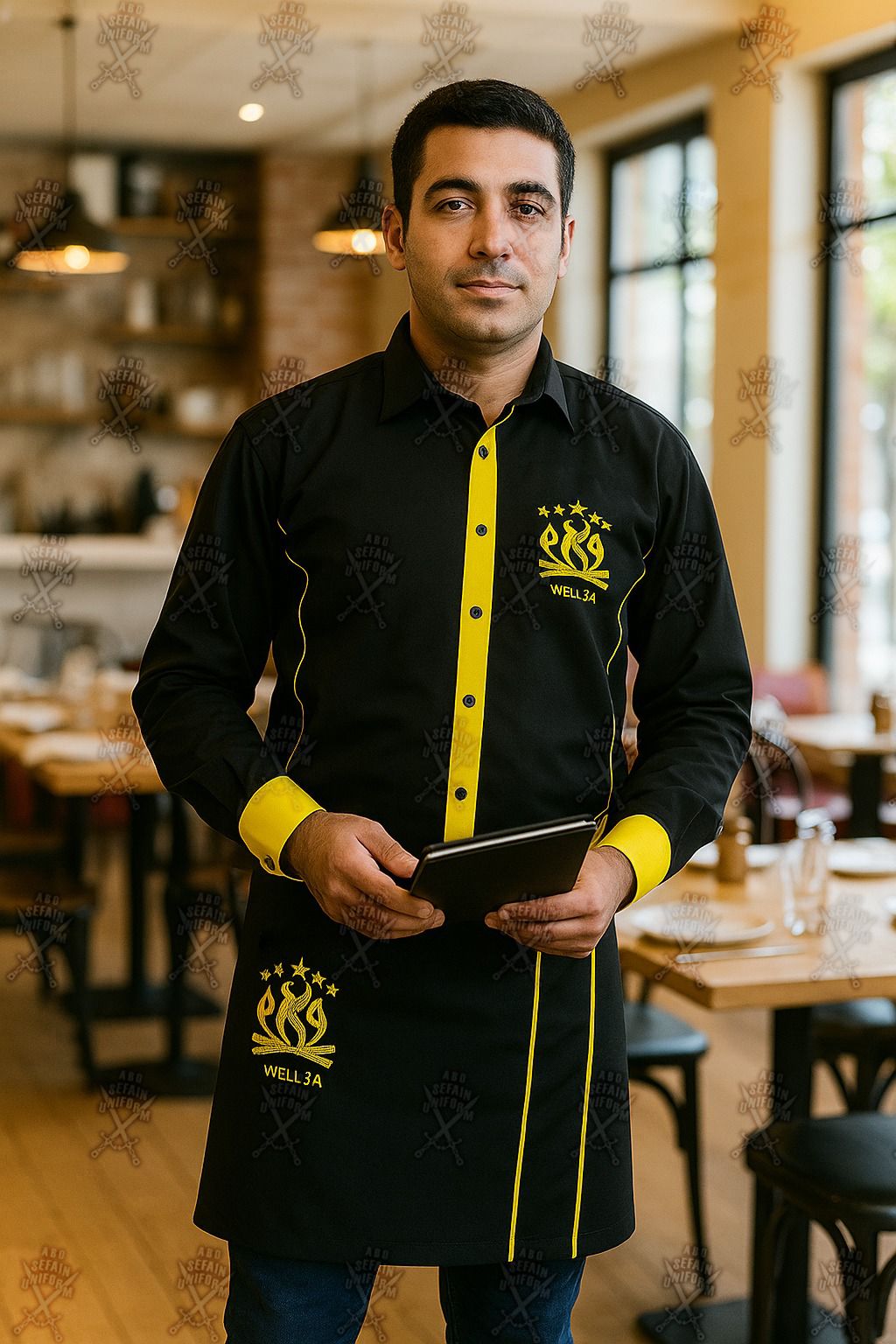 Restaurant and cafe uniforms-أفضل تصميمات الزى الموحد للمطاعم و الكافيهات -صور وموديلات يونيفورم ويتر -شركة ابو سيفين يونيفورم 01005622027